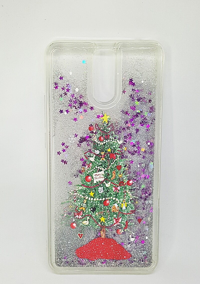 Накладка Merry Christmas  "Новий Рік" для Meizu M6 NOTE Ялинка срібляста (переливається)-0